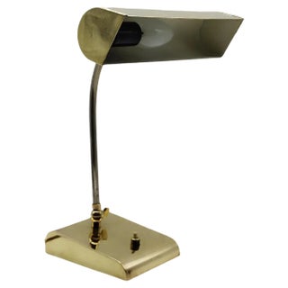 Ministerial Brass Table Lamp with Swivelling Lampshade, 1950s For Sale