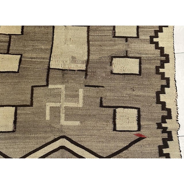 Textile 1900s, Handmade Antique Native-American Navajo Rug 4' X 5.10' For Sale - Image 7 of 9
