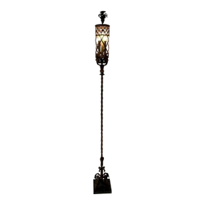 Hand Wrought Gilded Iron Vintage Spanish Floor Lamp Torchiere