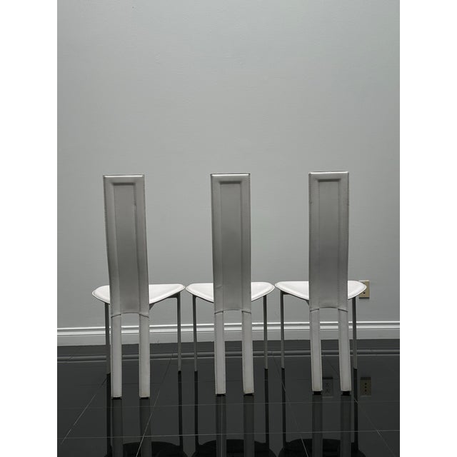 Cattelan Italia 1980s Cattelan Italia White Leather Dining Chairs For Sale - Image 4 of 6