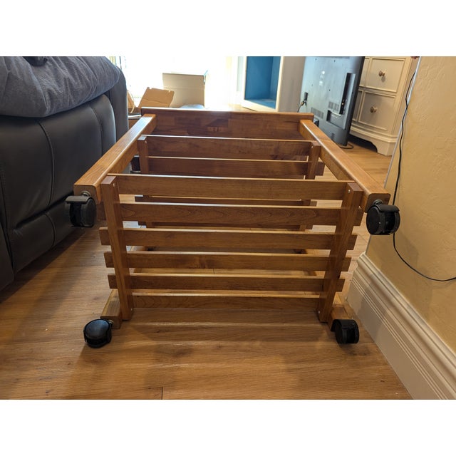 1990s Solid Wood Bar Cart Mobile Kitchen Island For Sale - Image 4 of 6