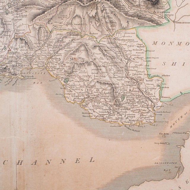 Beige Antique Region Map, South Wales, English, John Cary, Framed, Atlas, Georgian For Sale - Image 8 of 12