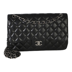 Black Quilted Lambskin Jumbo Double Flap Bag