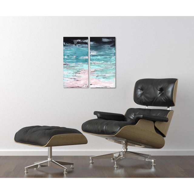 Turquoise "Ocean California (Diptych)" Original Artwork by Ivana Milosevic - 2 Pieces For Sale - Image 8 of 10