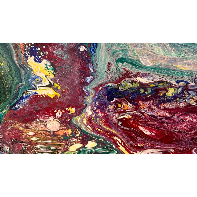 Blue Richard Mann Abstract Acrylic Painting on Panel, 48" X 36", California, Circa 1980s For Sale - Image 8 of 13