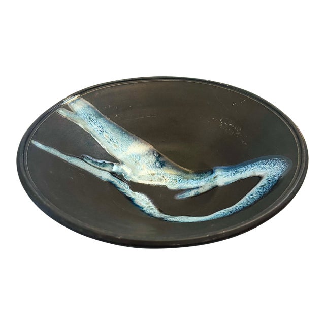 Black Abstract Studio Pottery Bowl For Sale