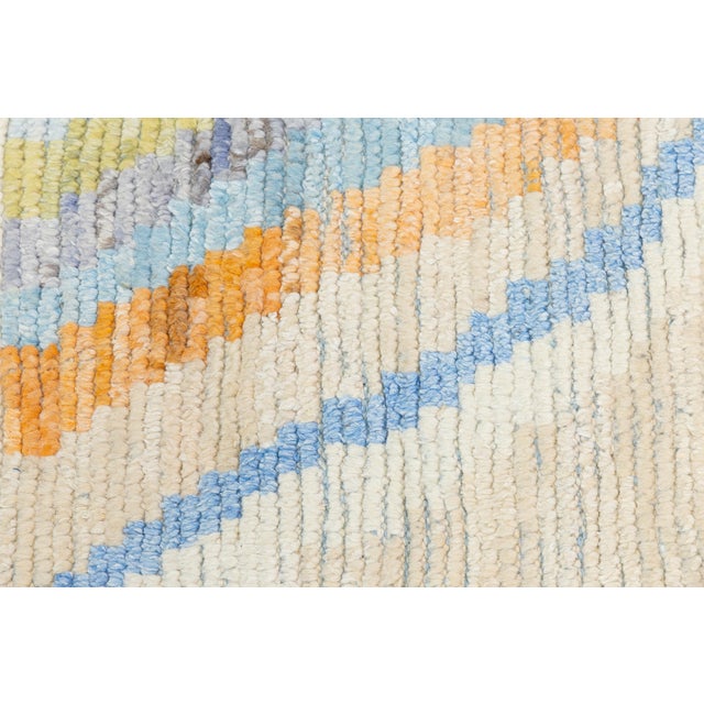 Abstract Geometric Moroccan Style Hand-Knotted Wool Rug – Pastel & Earth Tones For Sale - Image 9 of 11