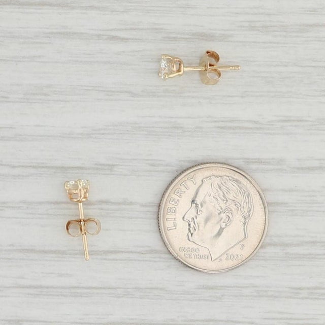 2020s 0.41ctw Diamond Stud Earrings 14k Yellow Gold Round Brilliant Solitaire Studs - 2 Pieces For Sale - Image 5 of 5