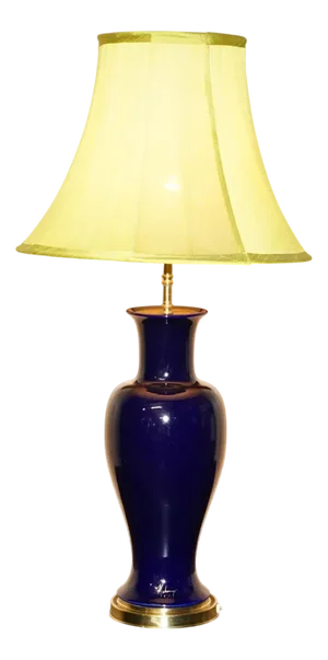 Large Vintage Table Lamp in Cobalt Blue Porcelain