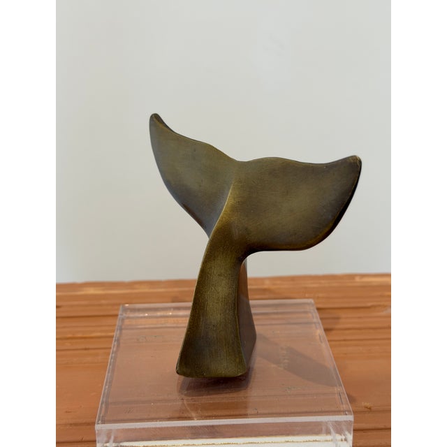 Bronze Brazilian Modernist Bronze Whale Fluke Sculpture on Acrylic Base, 1970s For Sale - Image 8 of 13