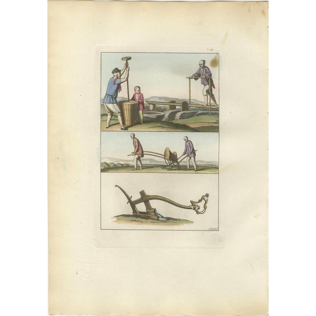 Ferrario, Chinese Agricultural Labor Scenes, Hand-Colored Engravings, 1815, Set of 4 For Sale - Image 4 of 9