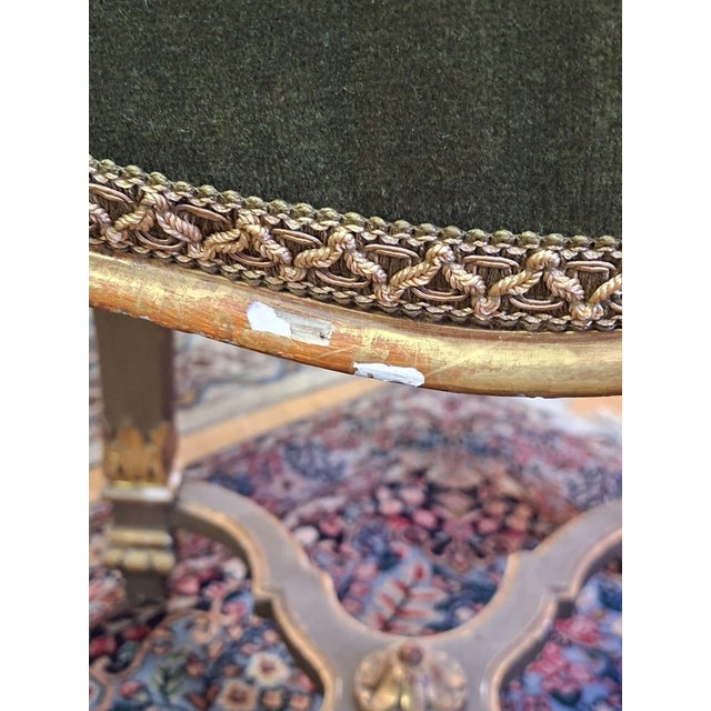 Chairs in Lacquered and Gilded Wood with Green Velvet Upholstery, 1940s, Set of 2 For Sale - Image 13 of 18