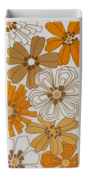 1970s Boho Chic Op Art Floral Vase