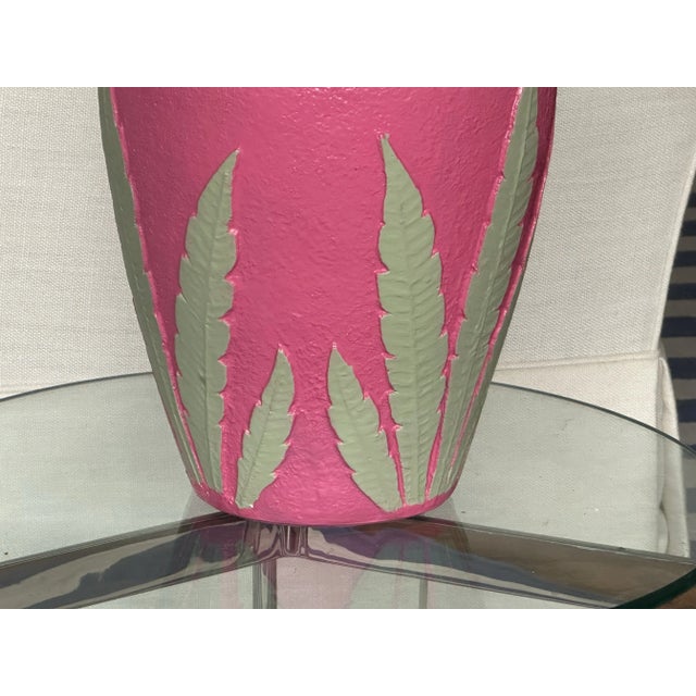 1980s Pink and Green Palm Beach Style Table Lamp For Sale - Image 5 of 8