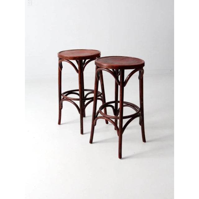 Mid-Century Bentwood Stools For Sale - Image 4 of 12