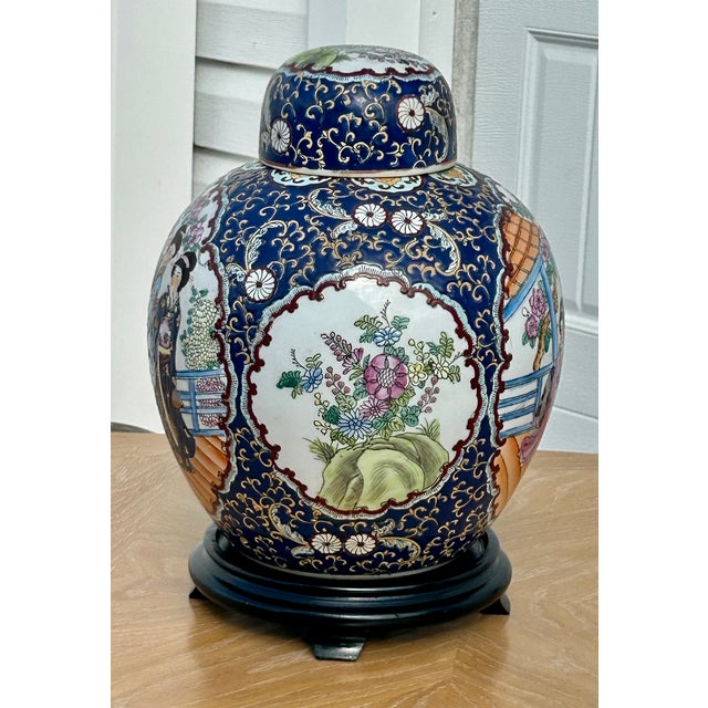 Vtg. Chinese 'Satsuma Style' Figural Ginger Jar For Sale - Image 12 of 12