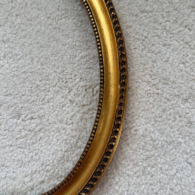 Vintage Giltwood Style Oval Picture Frame With Beaded and Rope Trim - 8.5" X 11.25" For Sale - Image 10 of 11