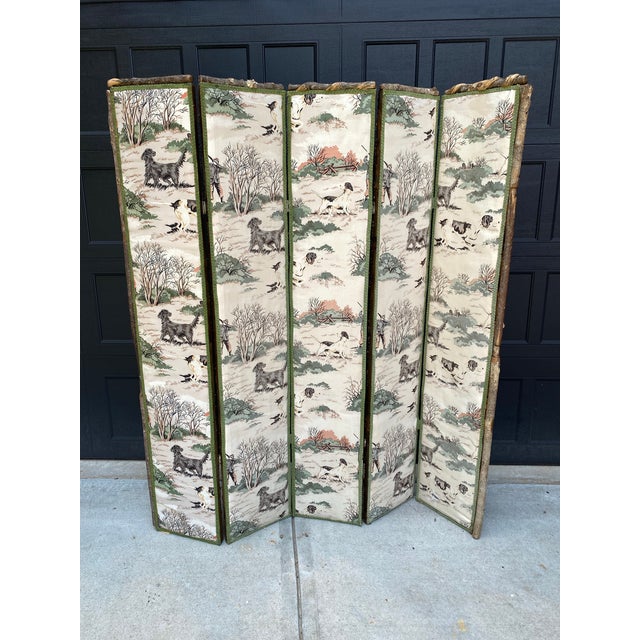 Farmhouse Vintage Ralph Lauren Style Reversible 5-Panel Room Divider – Farmhouse Rustic Cabin Wood Double-Sided Screen For Sale - Image 3 of 12