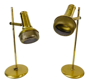 1960s Mid-Century Modern Brass Table Lamps - a Pair