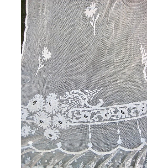 We have here a splendid pair of Napoleon III so mid 18 hundred lace sheer curtains , that present a lovely floral decor ,...
