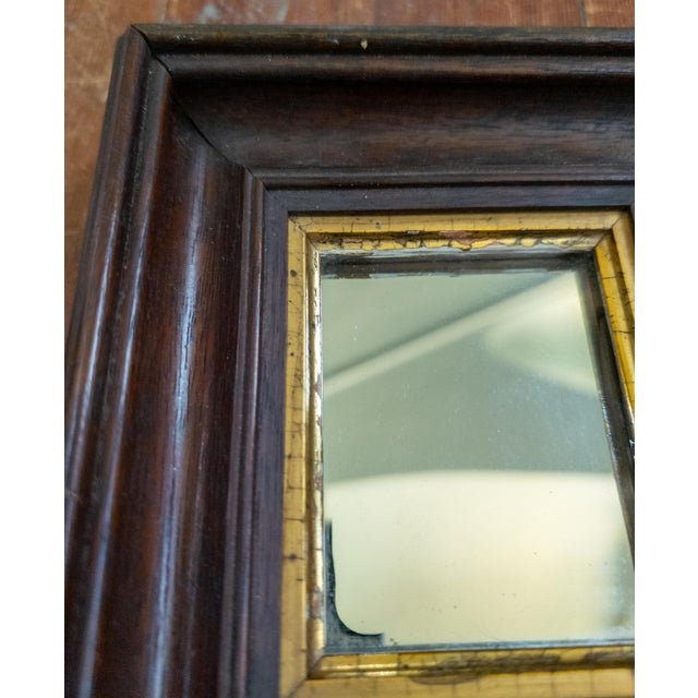 19th Century American Victorian Miniature Mirror in Walnut Frame For Sale - Image 10 of 12