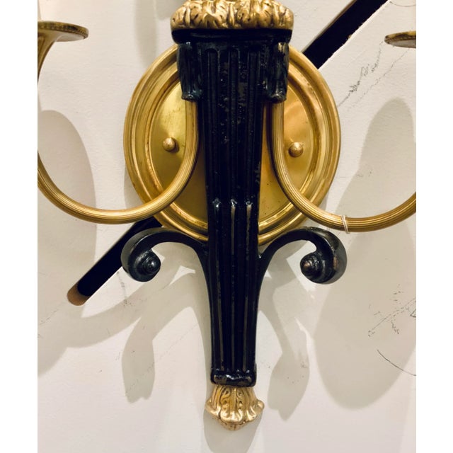 Myran Allan Luxury Lighting Italian Bronze Wall Sconces Pair For Sale - Image 4 of 5