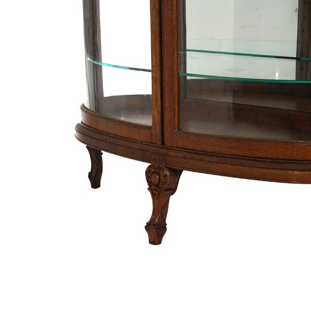 Early 20th Century Early 20th Century Antique RJ Horner School Carved Oak & Curved Glass Mirrored China Cabinet C1910 For Sale - Image 5 of 12
