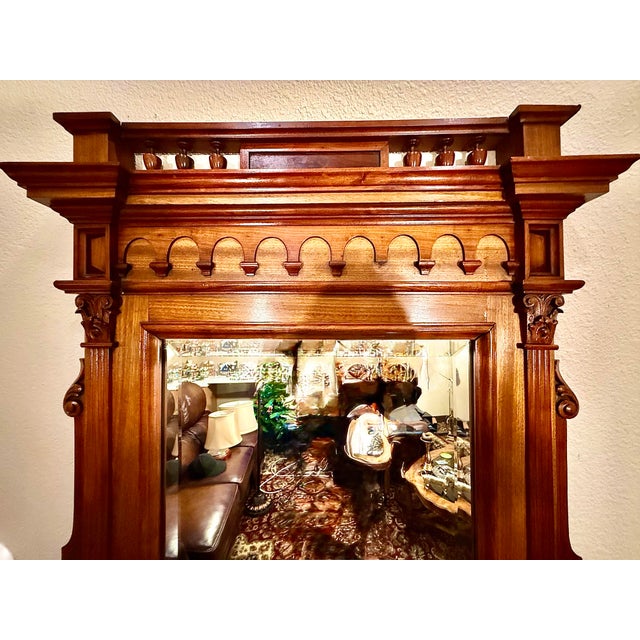 Victorian Late 19th Century Victorian Antique** Carved Walnut Washstand & Mirror W/Marble Top For Sale - Image 3 of 10