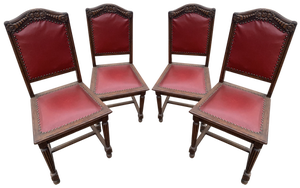 Oak Dining Chairs, 1940s, Set of 4