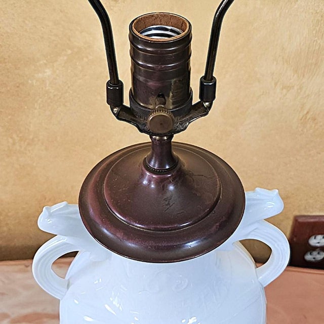 Late 20th Century Late 20th Century Wildwood Neoclassical White Porcelain Urn Lamp With Horse & Jockey Finial – 29.5” For Sale - Image 5 of 18