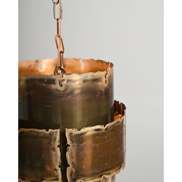 Brutalist Brass Ceiling Lamp, Denmark, 1960s For Sale - Image 3 of 11
