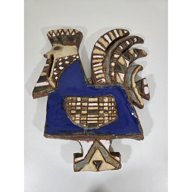 Blue Wall Plaque Rooster from Vallauris, 1960s For Sale - Image 8 of 8