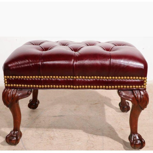 Chesterfield Wingback Leather Chair & Matching Ottoman by Hancock and Moore For Sale - Image 11 of 12