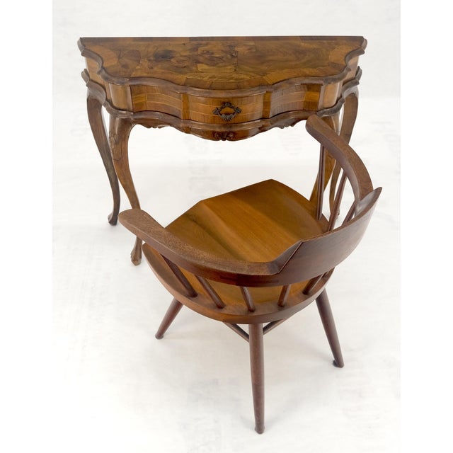 Italian One Drawer Thick Burl Olive Wood Veneers Patches Console Table MINT For Sale - Image 13 of 18