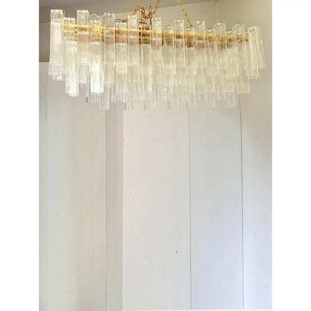 Early 21st Century Italian Gold Rectangular Murano Glass Chandelier by Simoeng For Sale - Image 5 of 9