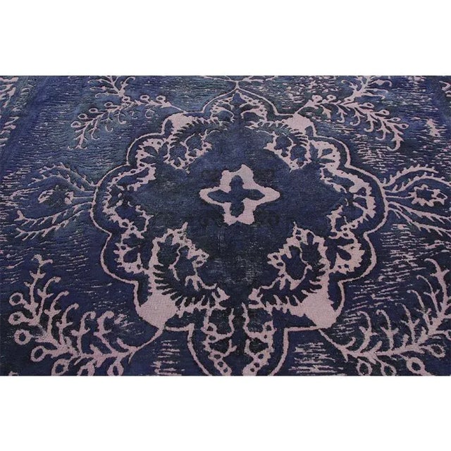 1980s Vintage Persian Navy and Purple Area Rug 9'4" X 12'10" For Sale In Dallas - Image 6 of 11