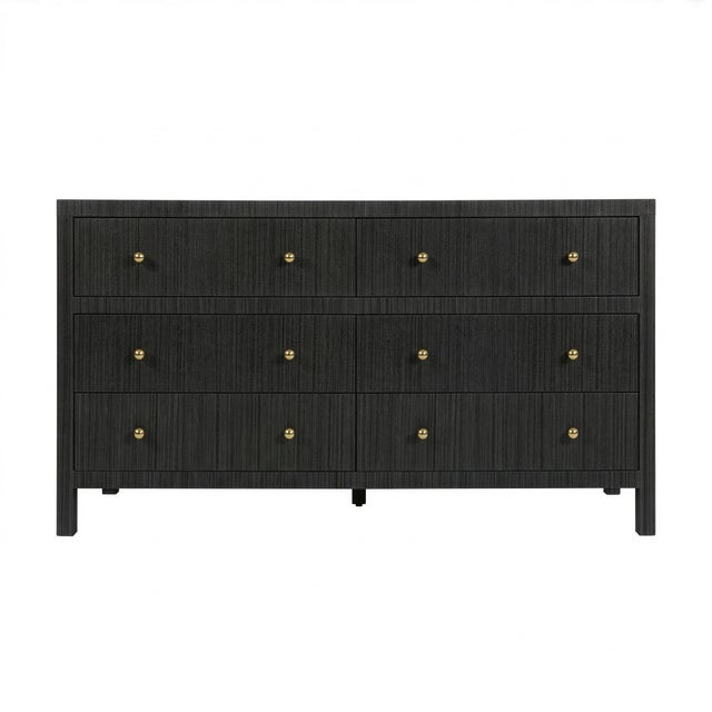 2020s Nora 60 in. W Raffia 6 Drawer Dresser, Charcoal Raffia For Sale - Image 5 of 9