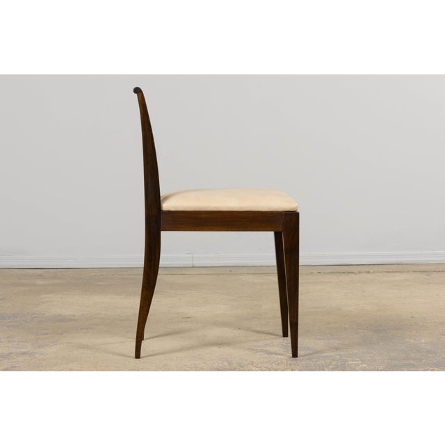 1930s French Art Deco Mahogany Side Chair W/ Cream Leather For Sale - Image 11 of 18