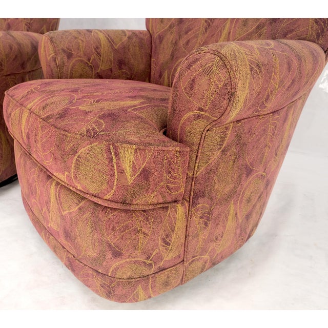 Pair Barrel Round Back Swivel & Rocking-Gliding Tub Lounge Chairs Baughman MINT! For Sale - Image 6 of 12