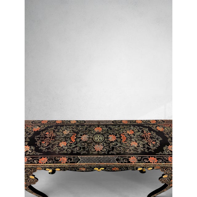 Antique Chinese Black Lacquer & Gilt Carved Console Table, C. 1890–1920 For Sale In New York - Image 6 of 9