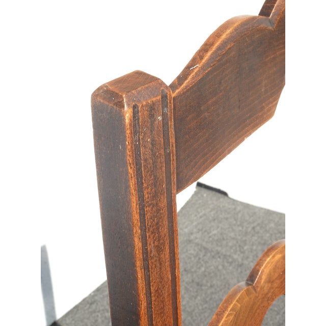 Set of Four Antique French Country Brown Rush Ladderback Chairs For Sale In Los Angeles - Image 6 of 18