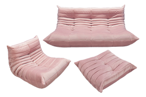 French Velvet Living Room Set by Michel Ducaroy for Ligne Roset, 1970s, Set of 3