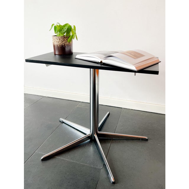 Mid-Century Modern Vintage Side Table in Chrome Frame, Star Base and Rotatable Tabletop For Sale - Image 3 of 11