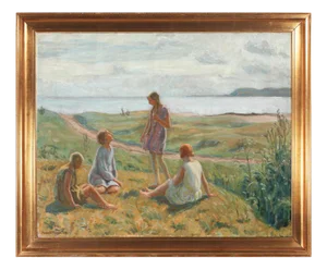 Anna Elisabeth Munch, Figurative Landscape, 1920s, Oil on Canvas