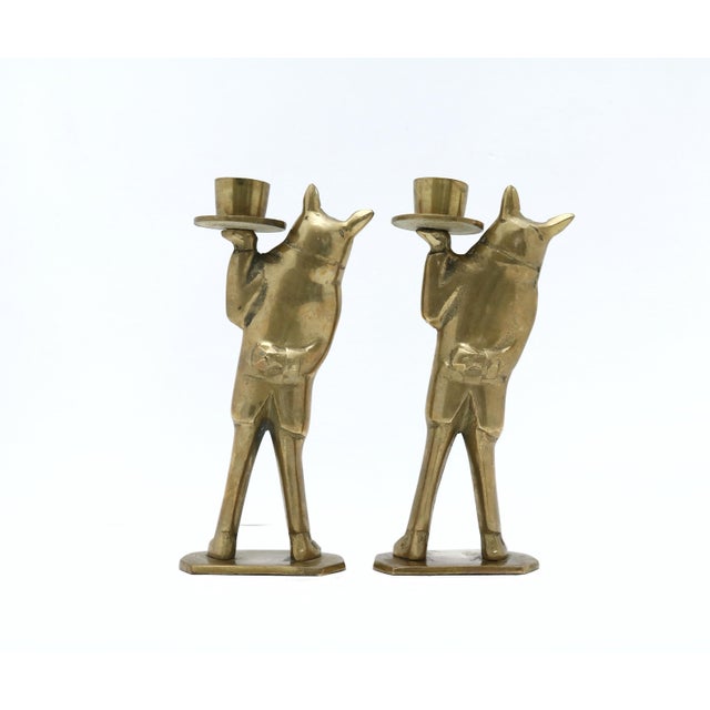 Art Deco Brass Pig Butler Candle Holder, a Pair For Sale - Image 3 of 10
