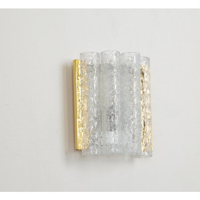 1960s Brass and Ice Glass Wall Sconces from Doria, 1960s, Set of 2 For Sale - Image 5 of 9
