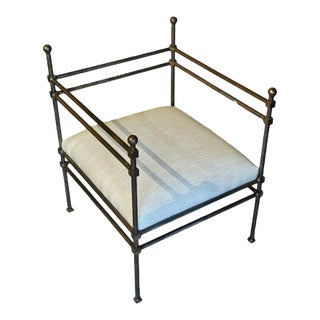 Mid-Century Iron Throne Chair, After Janus Et Cie For Sale