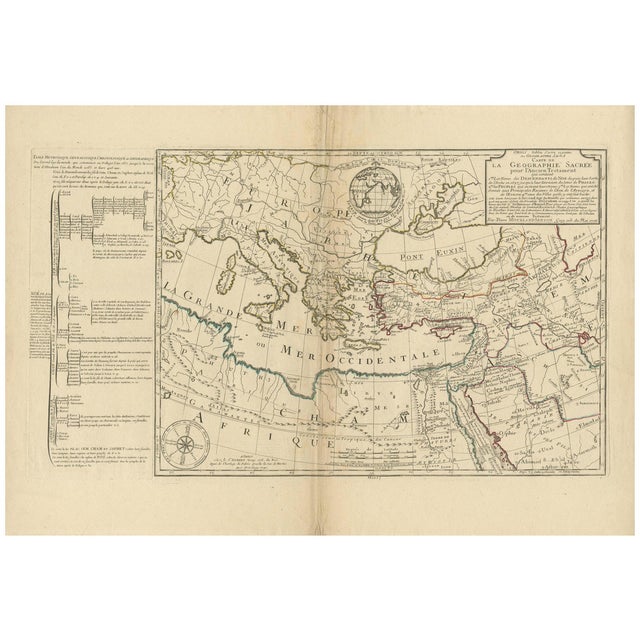 Moullart-Sanson Map of the Holy Land and Sacred Geography of the Testament, 1716 For Sale