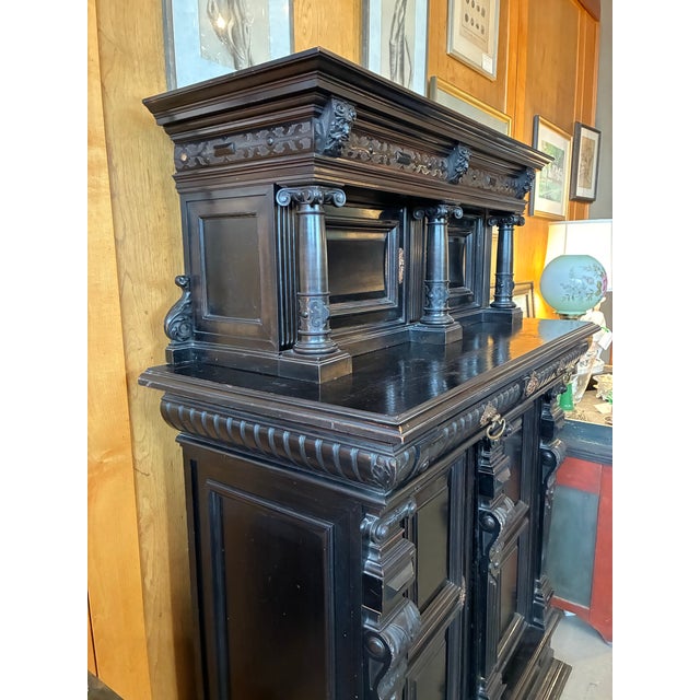 Ebony Antique Napoleon III Ebonized Two Part Cabinet For Sale - Image 8 of 12