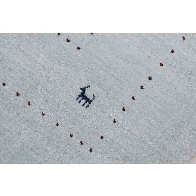 Contemporary Late 20th Century Bohemian Gabbeh Light Blue Wool Rug - 8'4'' X 10'0'' For Sale - Image 3 of 10